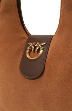 Женская сумка lock satchel PINKO коричневого цвета, арт. 103275-A0YG | Фото 3 (Размер: medium; Материал: Натуральная кожа, Натуральная замша; Материал сплава: Проставлено; Драгоценны�е камни: Проставлено)