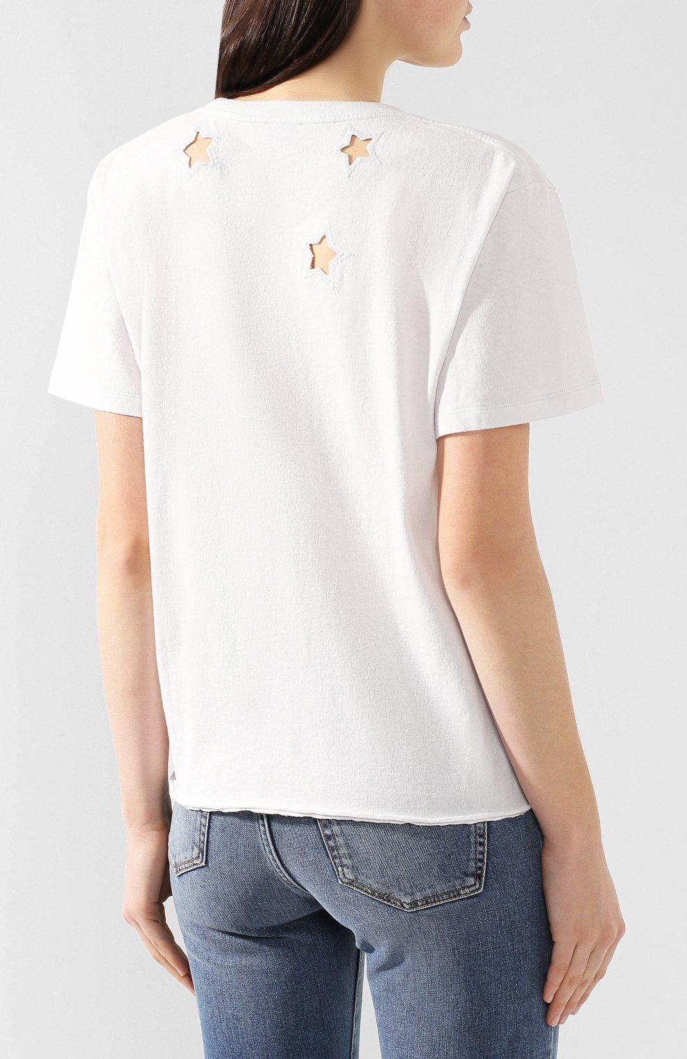 Хлопковая футболка SAINT LAURENT белого цвета по цене 41950 руб., арт. 547700/YB2XE, фото 4 Хлопковая футболка SAINT LAURENT, арт. 547700/YB2XE, фото 4