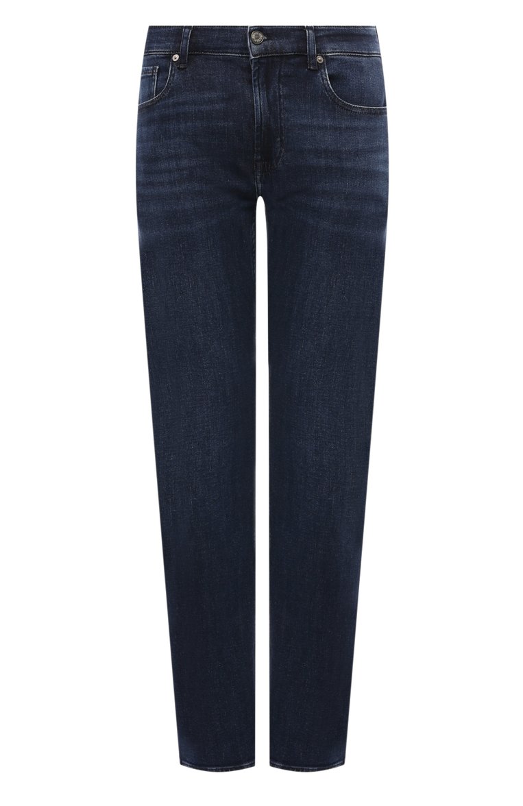 Мужские джинсы standard 7 FOR ALL MANKIND темно-синего цвета, арт. JSMNE050GL | Фото 1 (Длина (брюки, джинсы): Стандартные; Материал внешний: Хлопок, Деним; Кросс-КТ: Деним; Силуэт М (брюки): Прямые; Детали: Делаве; Стили: Повседневный; Автоматизация состава: Проставлено; Автоматизация ТО: Проставлено)