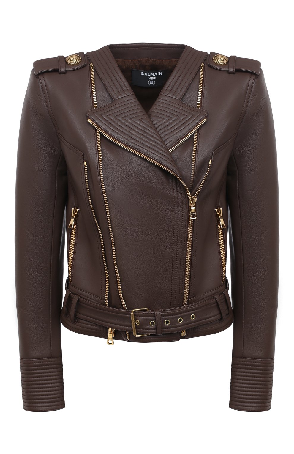 Кожаная куртка BALMAIN темно-коричневого цвета по цене 238500 руб., арт. UF08253/L069, фото 1 Кожаная куртка BALMAIN, арт. UF08253/L069, фото 1