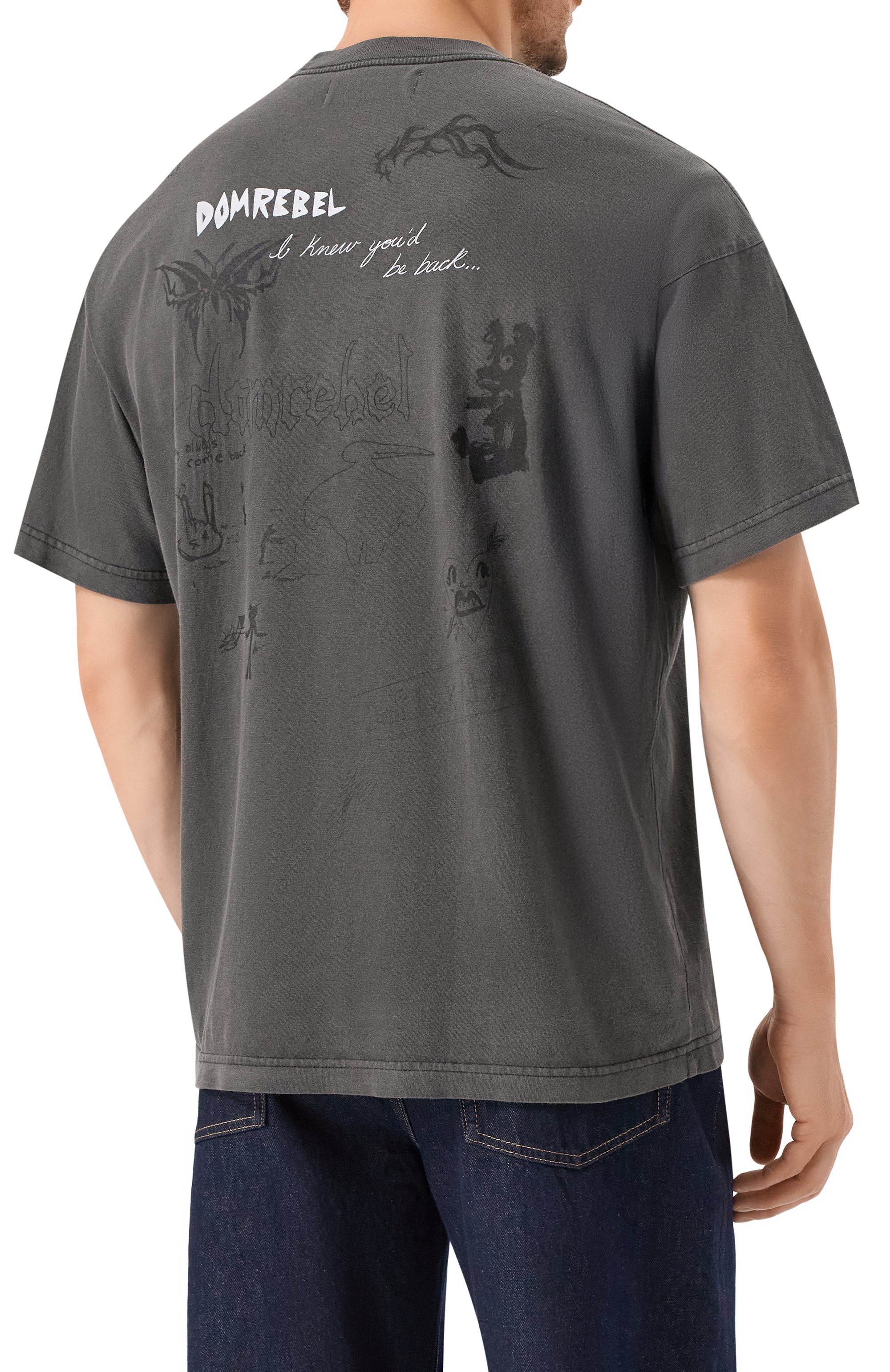 Хлопковая футболка DOMREBEL темно-серого цвета по цене 22100 руб., арт. M LENDER, фото 4 Хлопковая футболка DOMREBEL, арт. M LENDER, фото 4