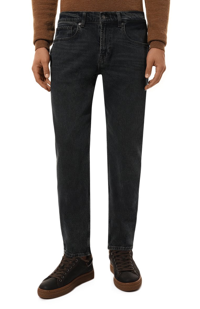 Мужские джинсы straight 7 FOR ALL MANKIND темно-синего цвета, арт. JSSCC100UP | Фото 3 (Длина (брюки, джинсы): Стандартные; Материал внешний: Хлопок, Деним; Силуэт М (брюки): Прямые; Кросс-КТ: Деним; Детали: Делаве; Стили: Классический; Автоматизация ТО: Проставлено; Автоматизация состава: Проставлено)