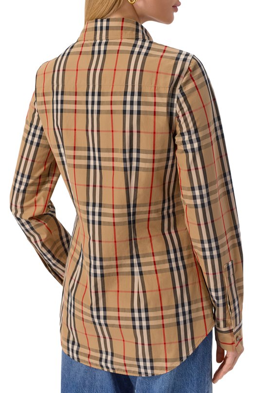 Хлопковая рубашка Burberry 8111847 Бежевый  8111847 Фото 4