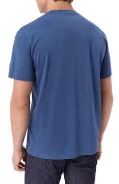 Мужская хлопковая футболка CORNELIANI синего цвета, арт. 25G586-2525028 | Фото 4 (Длина (для топов): Стандартные; Рукава: Короткие; Материал внешний: Хлопок; Принт: Без принта; Стили: Кэжуэл; Кросс-КТ: Джерси; Мужское Кросс-КТ: Футболка-одежда)