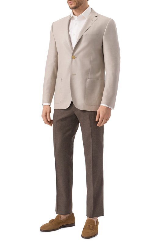 Пиджак из шерсти и шелка Corneliani 25X002-2518289 Бежевый  25X002-2518289 Фото 2