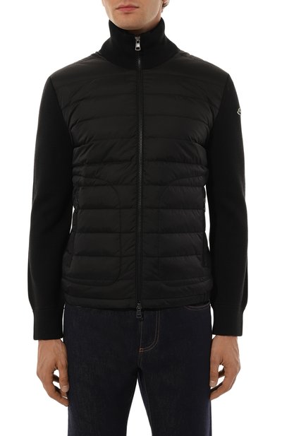 Комбинированный кардиган MONCLER черного цвета по цене 69950 руб., арт. 9B507-00-A9341, фото 3 Комбинированный кардиган MONCLER, арт. 9B507-00-A9341, фото 3