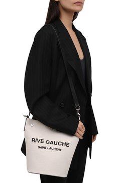 Женский сумка rive gauche SAINT LAURENT белого цвета, арт. 669299/FAAAZ | Фото 2 (Сумки-технические: Сумки-шопперы; Размер: medium; Материал сплава: Проставлено; Ремень/цепочка: На ремешке; Материал: Текстиль; Драгоценные камни: Проставлено)