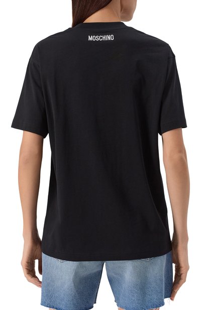 Хлопковая футболка MOSCHINO черного цвета по цене 54350 руб., арт. A0728/5541, фото 4 Хлопковая футболка MOSCHINO, арт. A0728/5541, фото 4