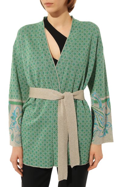 Кардиган из вискозы LIU JO зеленого цвета по цене 28950 руб., арт. WA3518 MA587, фото 3 Кардиган из вискозы LIU JO, арт. WA3518 MA587, фото 3
