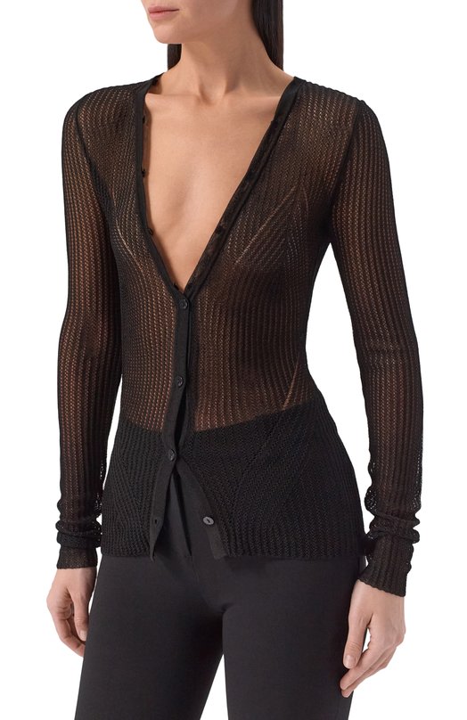 Кардиган с отделкой перьями страуса Blumarine 2M659A Чёрный  2M659A Фото 6