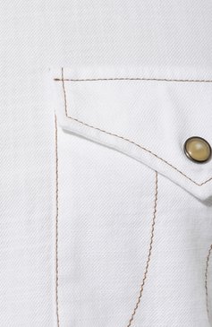 Мужская хлопковая рубашка CANALI белого цвета, арт. CSL7018/GL03079 | Фото 5 (Воротник: Кент; Рукава: Длинные; Манжеты: На кнопках; Случай: Повседневный; Длина (для топов): Стандартные; Материал спл�ава: Проставлено; Материал внешний: Хлопок; Принт: Однотонные; Драгоценные камни: Проставлено; Стили: Кэжуэл)