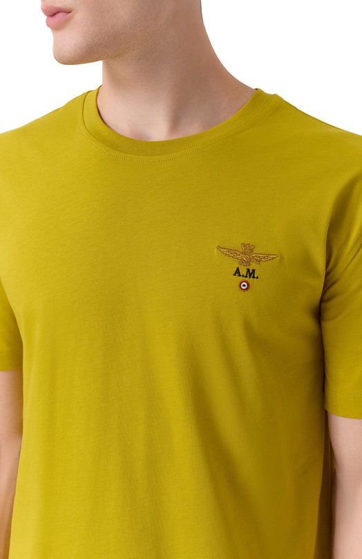 Хлопковая футболка Aeronautica Militare TS1580UJ00372 Жёлтый  TS1580UJ00372 Фото 5