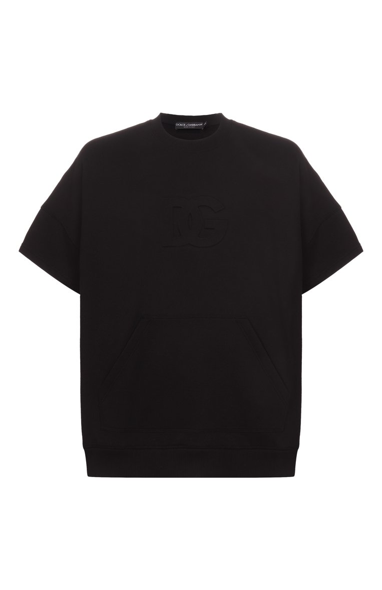 Мужская хлопковая футболка DOLCE & GABBANA черного цвета, арт. G9BNCZ/G702S | Фото 1 (Материал внешний: Хлопок; Рукава: Короткие; Длина (для топов): Стандартные; Принт: Без принта; Стили: Спорт-шик; Мужское Кросс-КТ: Футболка-одежда; Кросс-КТ: Джерси; Автоматизация ТО: Проставлено; Размерность: Идёт в размер; Автоматизация состава: Проставлено; Детали: Без декора)