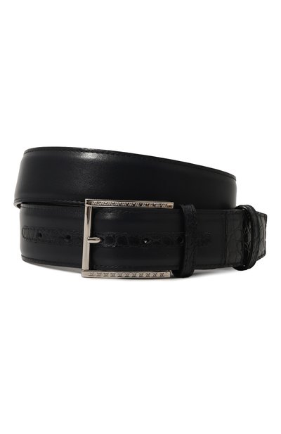 Мужской ремень с отделкой из кожи аллигатора ARTIOLI, арт. P492/40/CALF/ALLIGAT0R