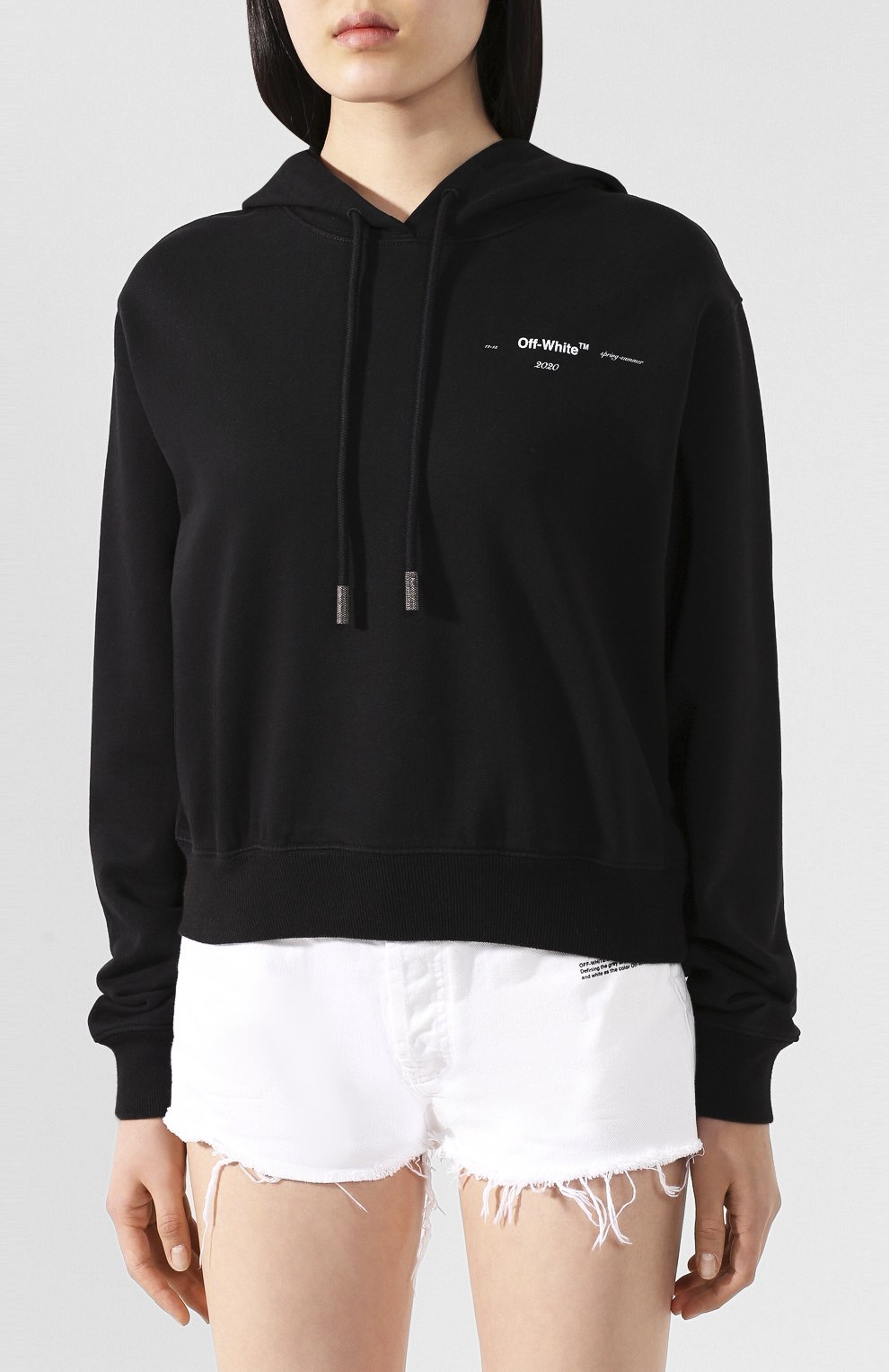 Хлопковое худи OFF-WHITE черного цвета по цене 48150 руб., арт. 0WBB016S20FLE0021084, фото 3 Хлопковое худи OFF-WHITE, арт. 0WBB016S20FLE0021084, фото 3