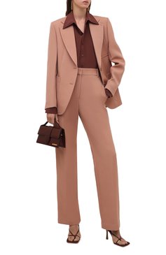 Женская шелковая рубашка SAINT LAURENT коричневого цвета, арт. 663493/Y100W | Фото 2 (Длина (для топов): Стандартные; Материал внешний: Шелк; Рукава: Длинные; Женское Кросс-КТ: Рубашка-одежда; Принт: Без принта; Стили: Кэжуэл, Классический; Материал сплава: Проставлено; Драгоценные камни: Проставлено)