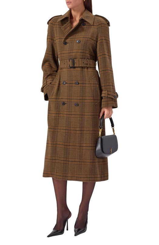 Шерстяное пальто Saint Laurent 831610/Y9I70 Коричневый  831610/Y9I70 Фото 2