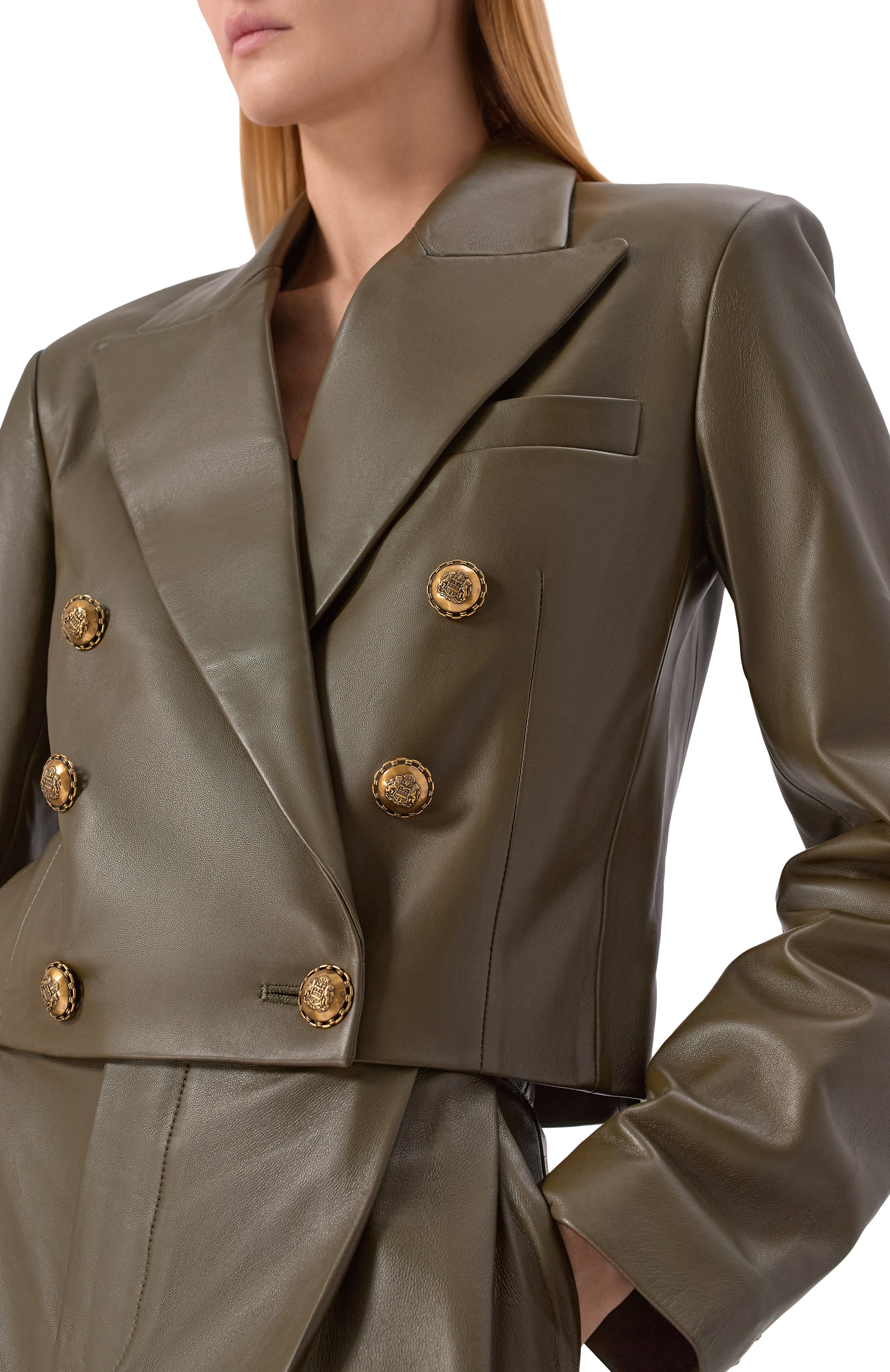 Кожаная куртка ZIMMERMANN хаки цвета по цене 425000 руб., арт. 5618JF251, фото 5 Кожаная куртка ZIMMERMANN, арт. 5618JF251, фото 5