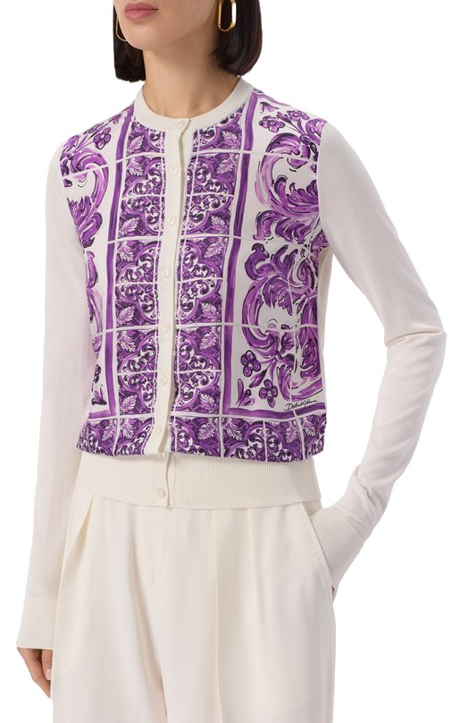 Шелковый кардиган Dolce & Gabbana FXV10T/JBSJF Фиолетовый  FXV10T/JBSJF Фото 3