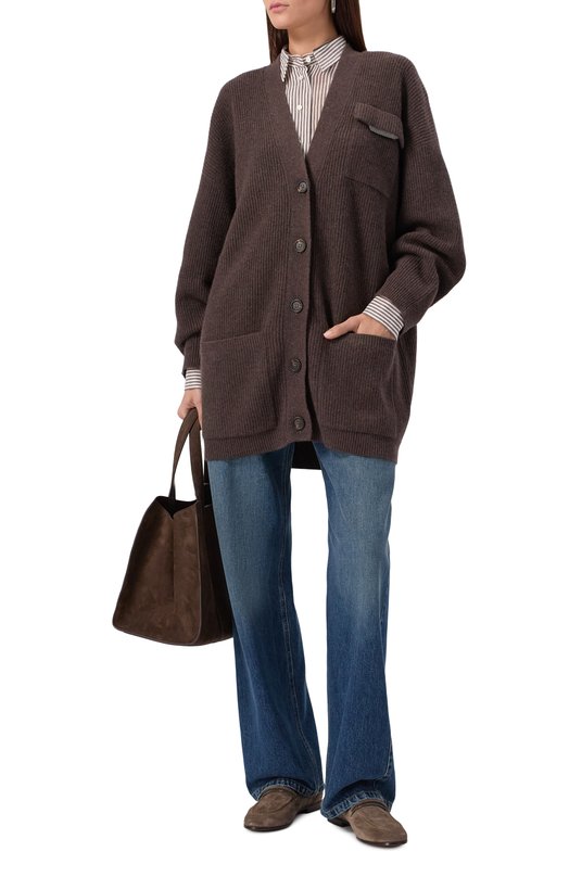 Кашемировый кардиган Brunello Cucinelli M12721716P Коричневый  M12721716P Фото 2