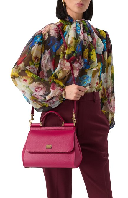 Женская сумка sicily medium DOLCE & GABBANA фуксия цвета, арт. BB9002/A1001_SET | Фото 2 (Материал: Натуральная кожа; Материал сплава: Проставлено; Драгоценные камни: Проставлено; Ремень/цепочка: На ремешке; Размер: medium)
