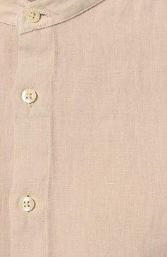 Мужская льняная рубашка 120% LINO бежевого цвета, арт. 31ALIM1159/0000115/000 | Фото 5 (Манжеты: На пуговицах; Рукава: Длинные; Случай: Повседневный; Длина (для топов): Стандартные; Материал сплава: Проставлено; Материал внешний: Лен; Принт: Однотонные; Воротник: Мандарин; Драгоценные камни: Проставлено; Стили: Кэжуэл)