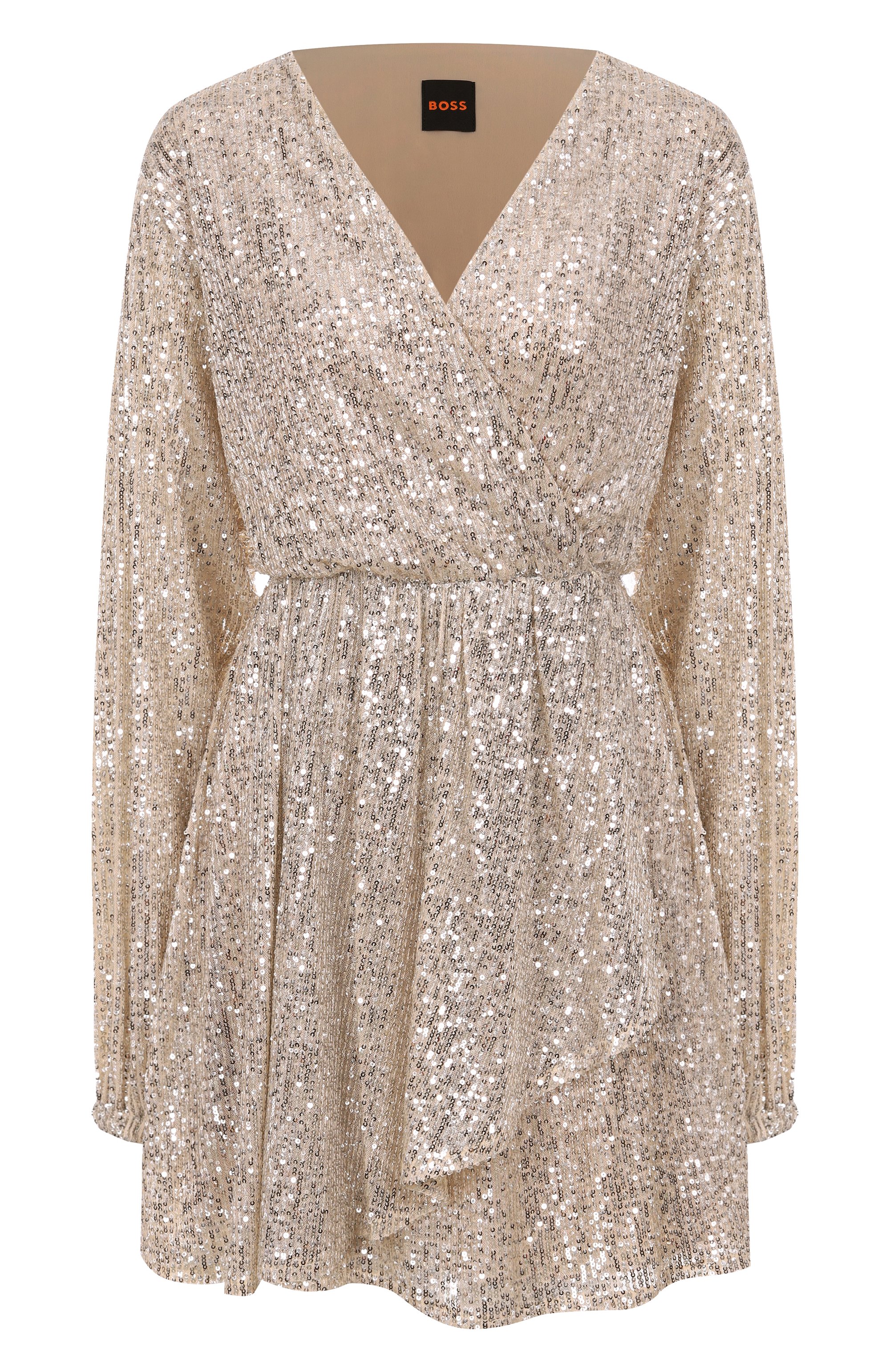 Платье с отделкой пайетками BOSS ORANGE золотого цвета по цене 21550 руб., арт. 50548326, фото 1 Платье с отделкой пайетками BOSS ORANGE, арт. 50548326, фото 1