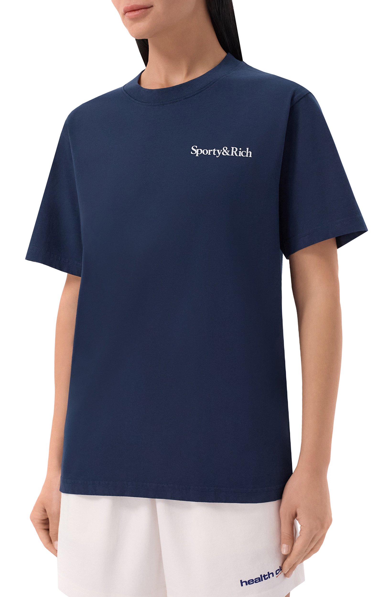 Хлопковая футболка SPORTY AND RICH синего цвета по цене 12150 руб., арт. T0119712300BL132, фото 3 Хлопковая футболка SPORTY AND RICH, арт. T0119712300BL132, фото 3