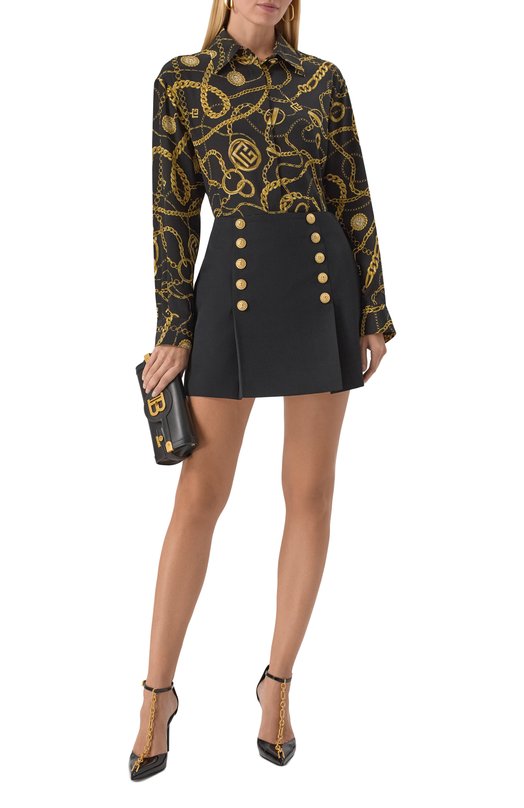 Шерстяная юбка Balmain FF1LBA89/WC09 Чёрный  FF1LBA89/WC09 Фото 2