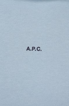 Мужской хлопковое худи A.P.C. светло-голубого цвета, арт. C0GWQ-H27622 | Фото 5 (Длина (для топов): Стандартные; Материал внешний: Хлопок; Рукава: Длинные; Мужское Кросс-КТ: Худи-одежда; Принт: Без принта; Стили: Спорт-шик)