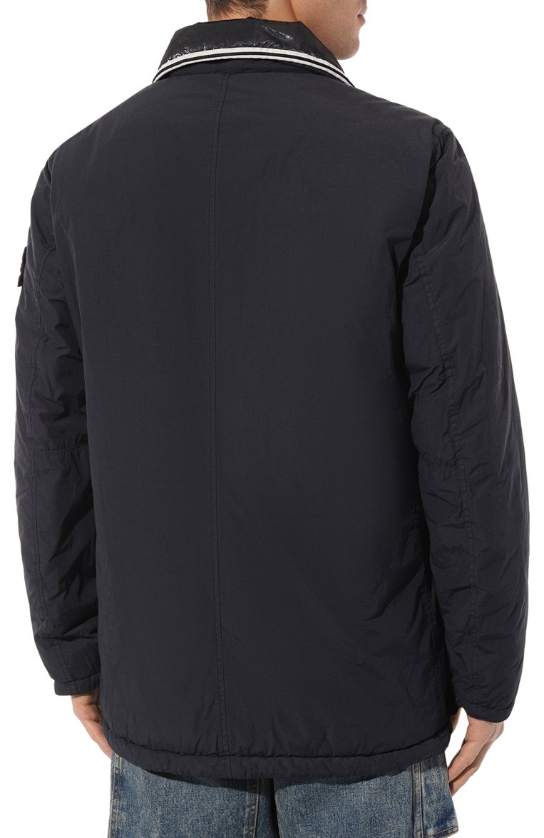 Мужская утепленная куртка STONE ISLAND темно-синего цвета, арт. 751543732 | Фото 4 (Длина (верхняя одежда): До середины бедра; Рукава: Длинные; Мужское Кросс-КТ: утепленные куртки; Материал подклада: Синтетический материал; Материал внешний: Синтетический материал; Стили: Кэжуэл; Кросс-КТ: Утепленные; Автоматизация ТО: Проставлено; Автоматизация состава: Проставлено)