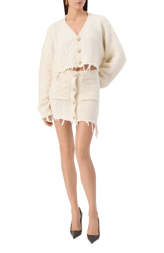 Шерстяной кардиган VETEMENTS WA65KN276C/2901 KNIT Кремовый  WA65KN276C/2901 KNIT Фото 2