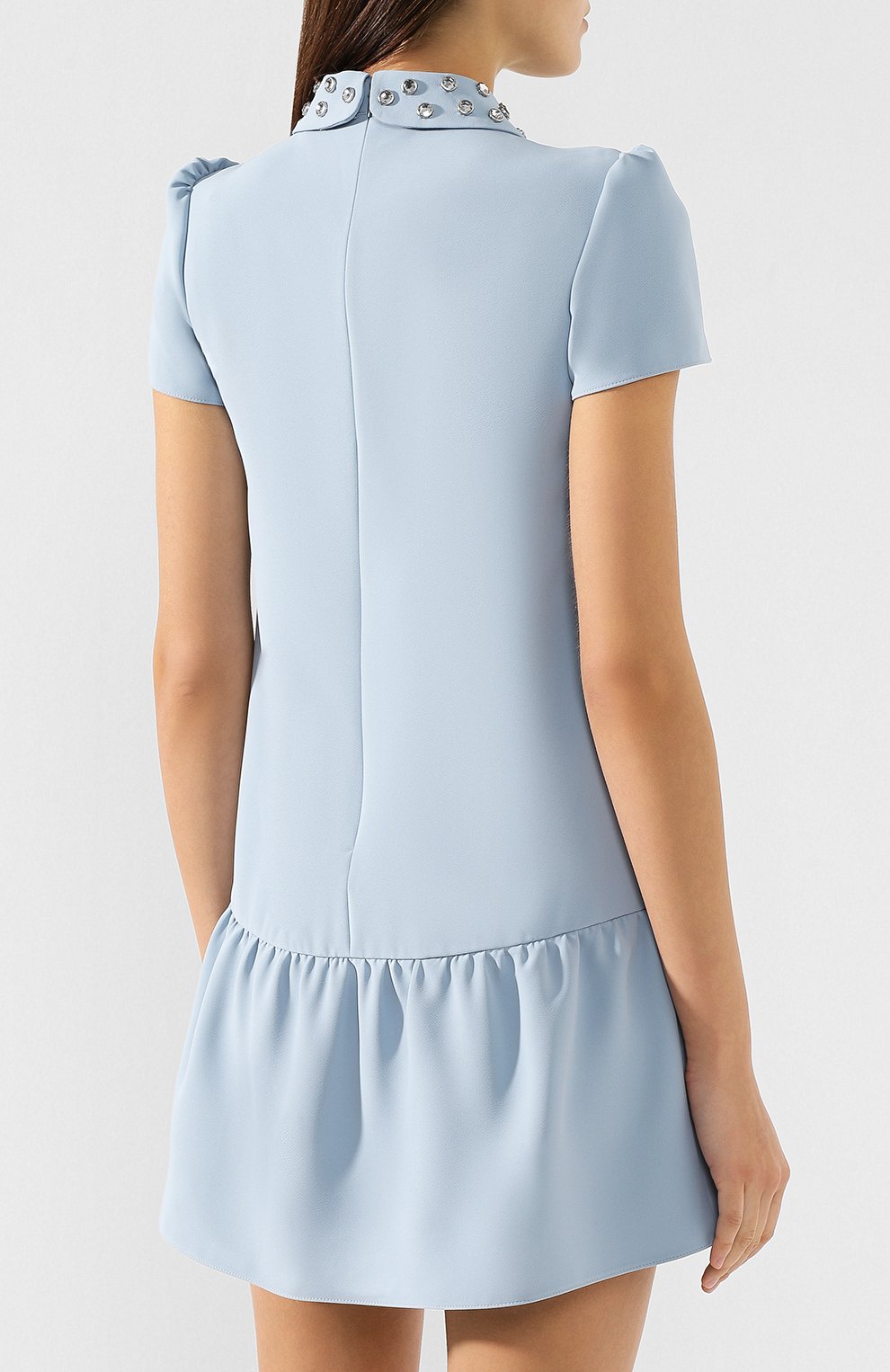 Платье с оборкой REDVALENTINO голубого цвета по цене 39950 руб., арт. RR3VAB95/TUF, фото 4 Платье с оборкой REDVALENTINO, арт. RR3VAB95/TUF, фото 4