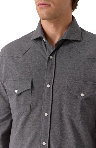 Хлопковая рубашка BRUNELLO CUCINELLI, арт. ME8546666, фото 5