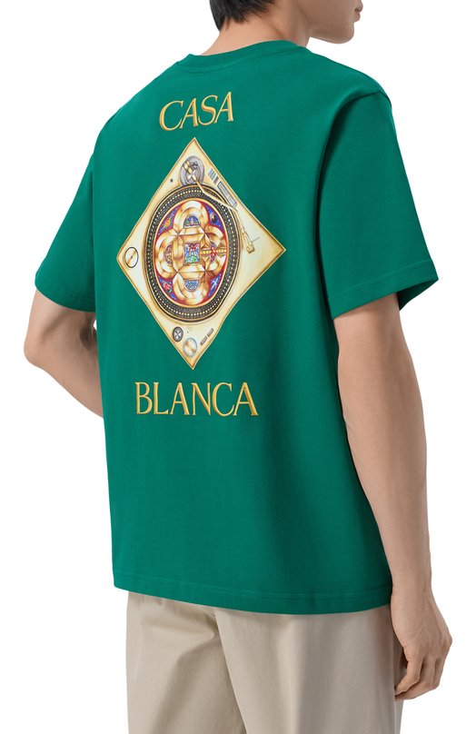 Хлопковая футболка Casablanca M-SS26-JTS-001-03 Зелёный  M-SS26-JTS-001-03 Фото 4