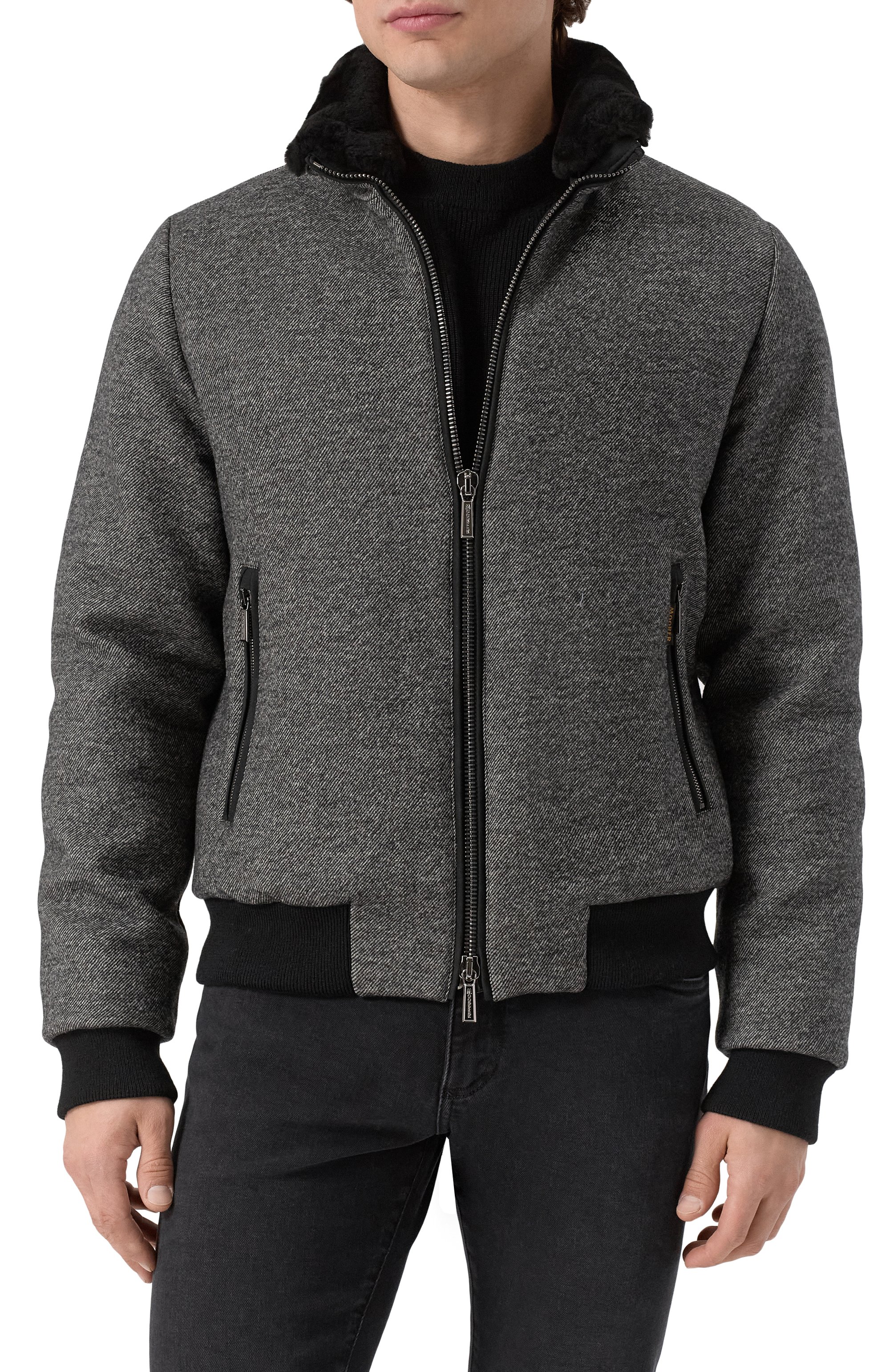 Бомбер bellati-lp с отделкой из овчины MOORER темно-серого цвета по цене 297500 руб., арт. BELLATI/LP, фото 3 Бомбер bellati-lp с отделкой из овчины MOORER, арт. BELLATI/LP, фото 3