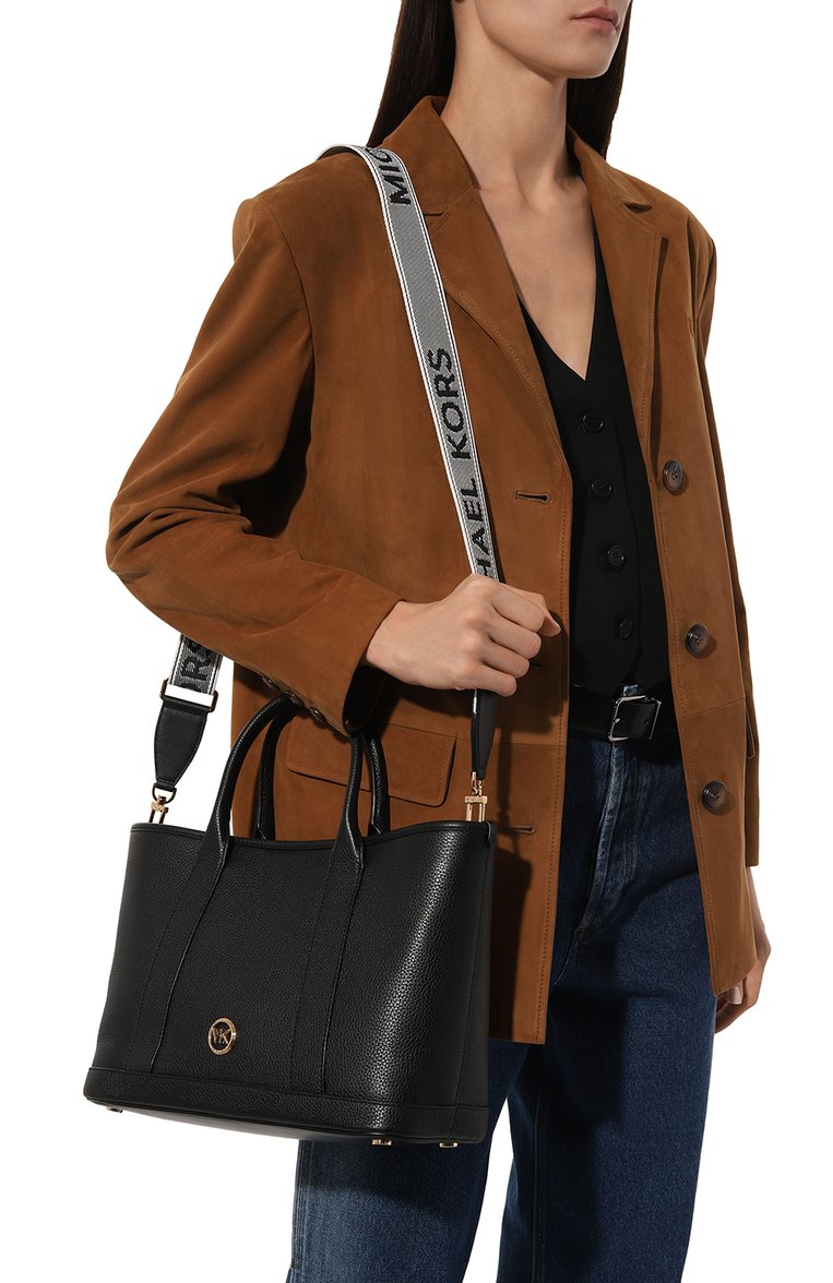 Женская сумка-тоут luisa MICHAEL MICHAEL KORS черного цвета, арт. 30R4G99S2L | Фото 2 (Ремень/цепочка: На ремешке; Размер: large; Материал: Натуральная кожа)
