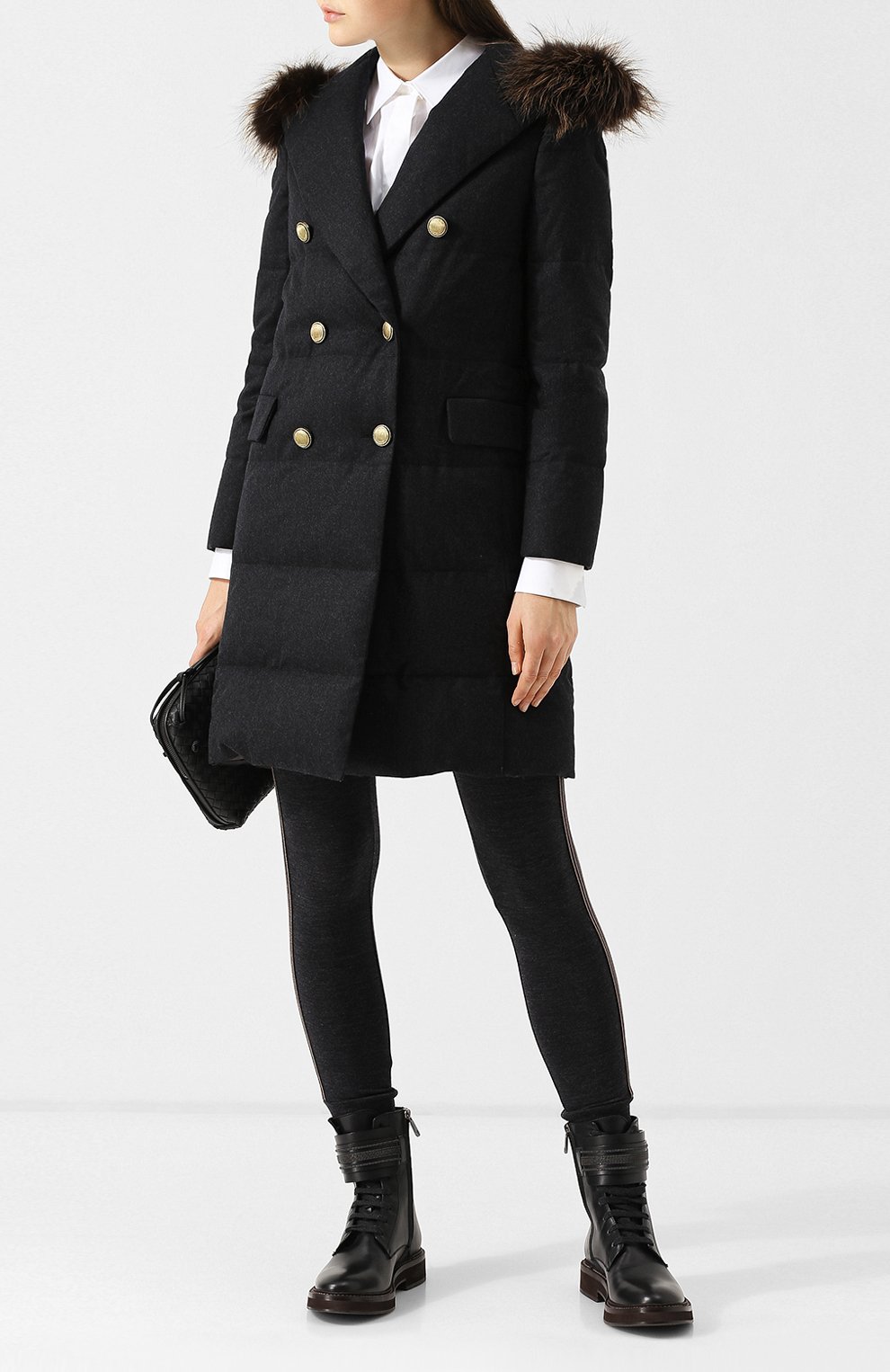 Шерстяное пальто с меховой отделкой капюшона BRUNELLO CUCINELLI, арт. MT2269260, фото 2