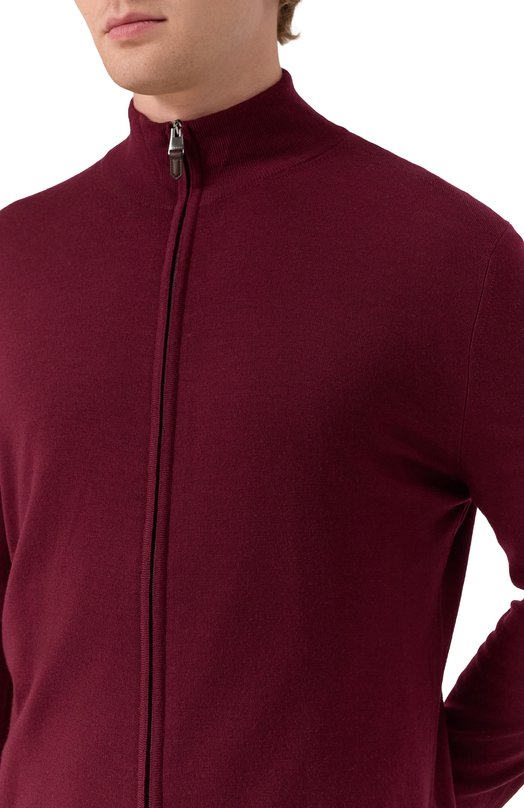 Шерстяной кардиган Canali C0022/MK01149 Бордовый  C0022/MK01149 Фото 5