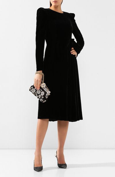 Бархатное платье DOLCE & GABBANA черного цвета по цене 291000 руб., арт. F6G8MT/FUVKQ, фото 2 Бархатное платье DOLCE & GABBANA, арт. F6G8MT/FUVKQ, фото 2