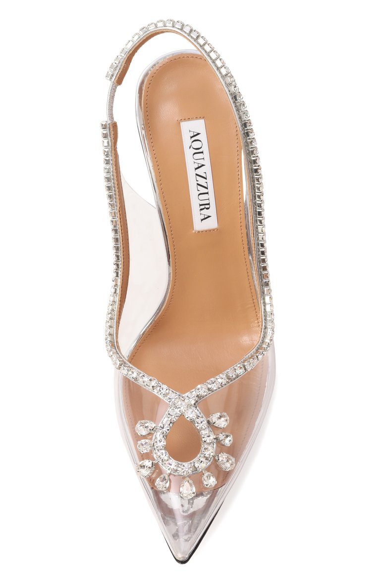 Женские туфли seduction 105 AQUAZZURA прозрачного цвета, арт. SCCHIGP0/SPP | Фото 6 (Материал сплава: Проставлено; Каблук высота: Высокий; Драгоценные камни: Проставлено; Подошва: Плоская; Материал внутренний: Натуральная кожа; Каблук тип: Шпилька; Материал внешний: Пластик)
