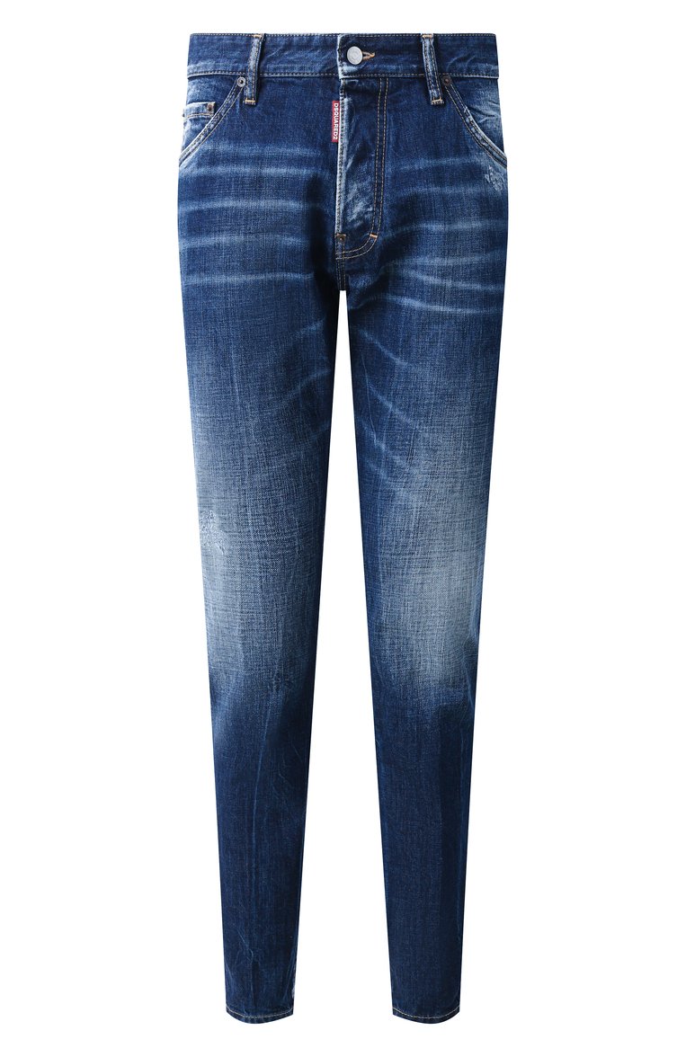 Мужские джинсы cool guy DSQUARED2 синего цвета, арт. S74LB1677/S30309 | Фото 1 (Длина (брюки, джинсы): Стандартные; Детали: Делаве; Материал внешний: Деним, Хлопок; Кросс-КТ: Деним; Стили: Повседневный; Автоматизация ТО: Проставлено; Силуэт М (брюки): Узкие; Автоматизация состава: Проставлено)