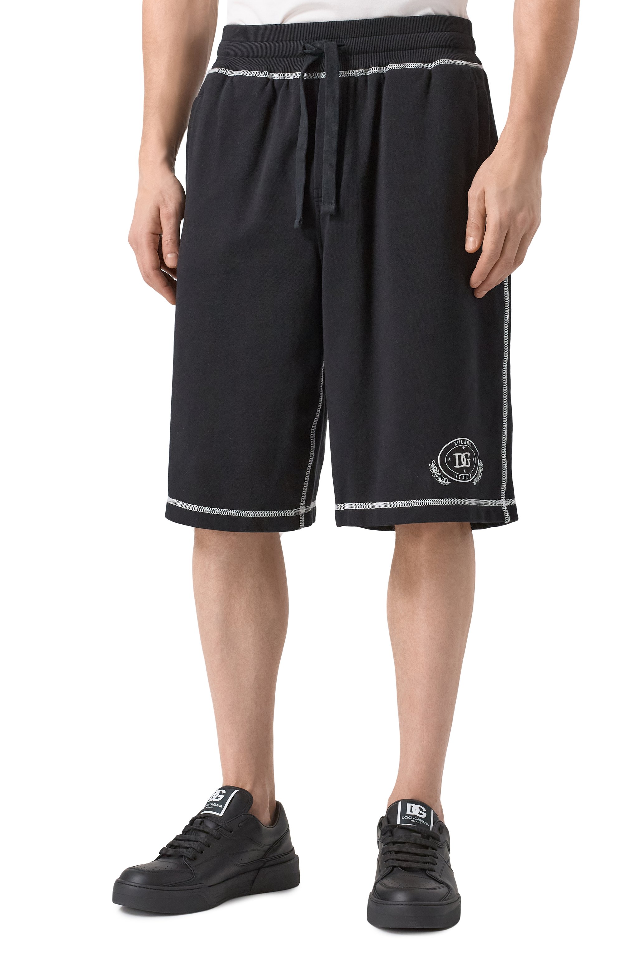 Хлопковые шорты DOLCE & GABBANA черного цвета по цене 67400 руб., арт. GP08BZ/G7N0N, фото 3 Хлопковые шорты DOLCE & GABBANA, арт. GP08BZ/G7N0N, фото 3