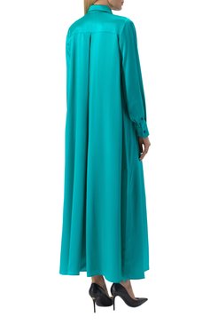 Женское атласное платье DOLCE & GABBANA бирюзового цвета, арт. F6DJPT/FU1UU | Фото 4 (Драгоценные камни: Проставлено; Материал сплава: Пр�оставлено; Материал внешний: Шелк; Рукава: Длинные; Женское Кросс-КТ: Платье-одежда; Случай: Коктейльный; Стили: Романтичный; Длина Ж (юбки, платья, шорты): Макси)