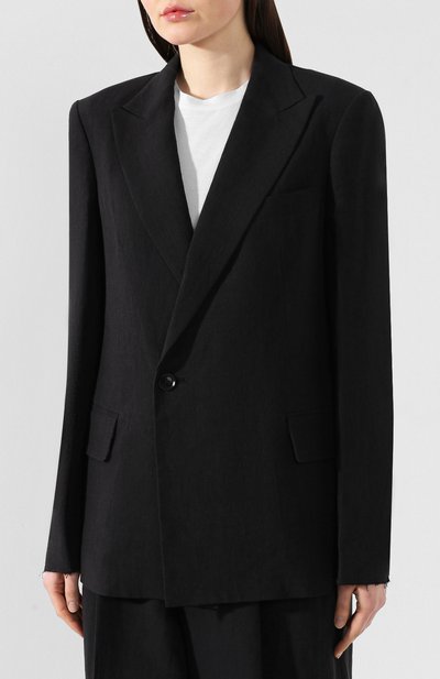 Льняной жакет YOHJI YAMAMOTO черного цвета по цене 74450 руб., арт. YZ-J44-330, фото 3 Льняной жакет YOHJI YAMAMOTO, арт. YZ-J44-330, фото 3