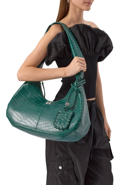 Сумка hobo medium GANNI зеленого цвета по цене 85100 руб., арт. A6867, фото 2 Сумка hobo medium GANNI, арт. A6867, фото 2