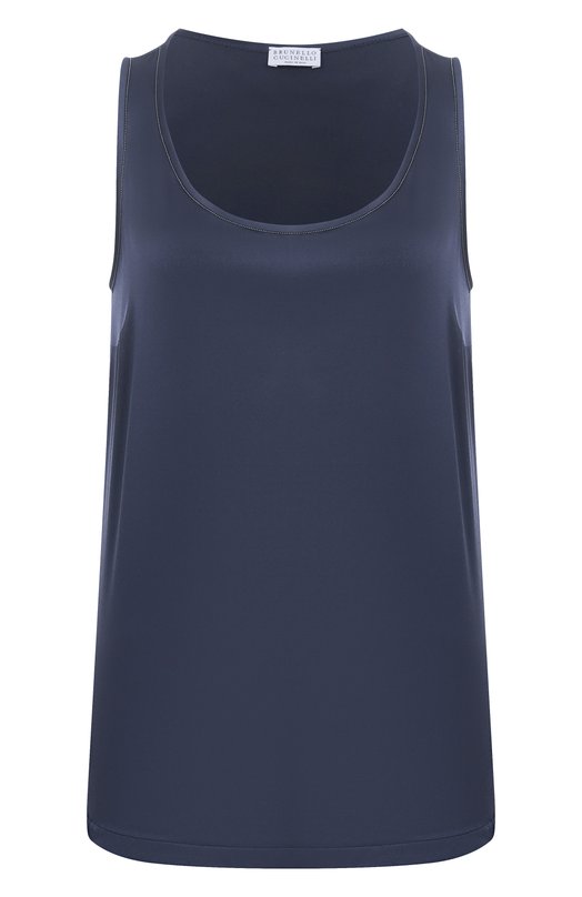 Атласный топ Brunello Cucinelli MPC59DE330 Синий MPC59DE330