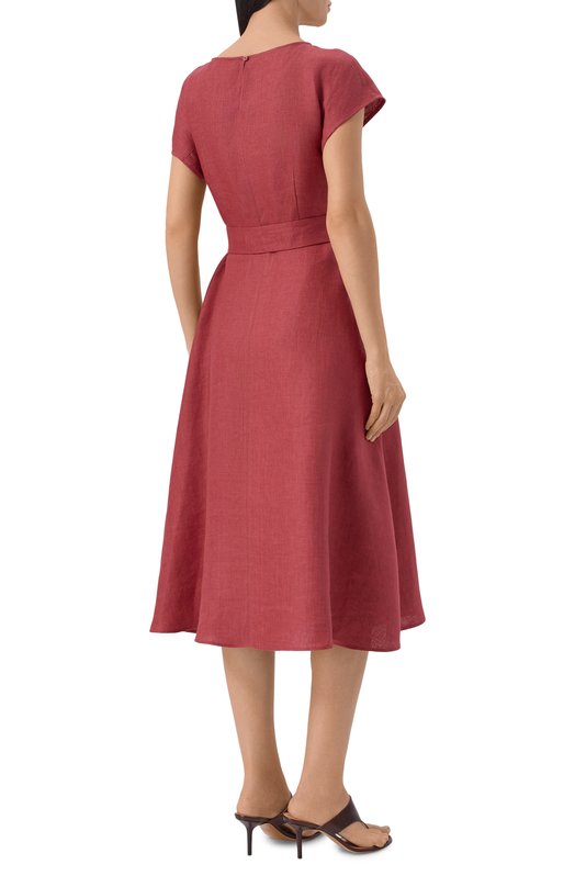 Льняное платье Weekend Max Mara WKDES0RDI0 Бордовый  WKDES0RDI0 Фото 3