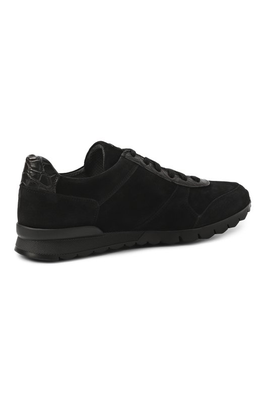 Замшевые кроссовки с отделкой из крокодила Kiton USSA114N0127703 Чёрный  USSA114N0127703 Фото 5
