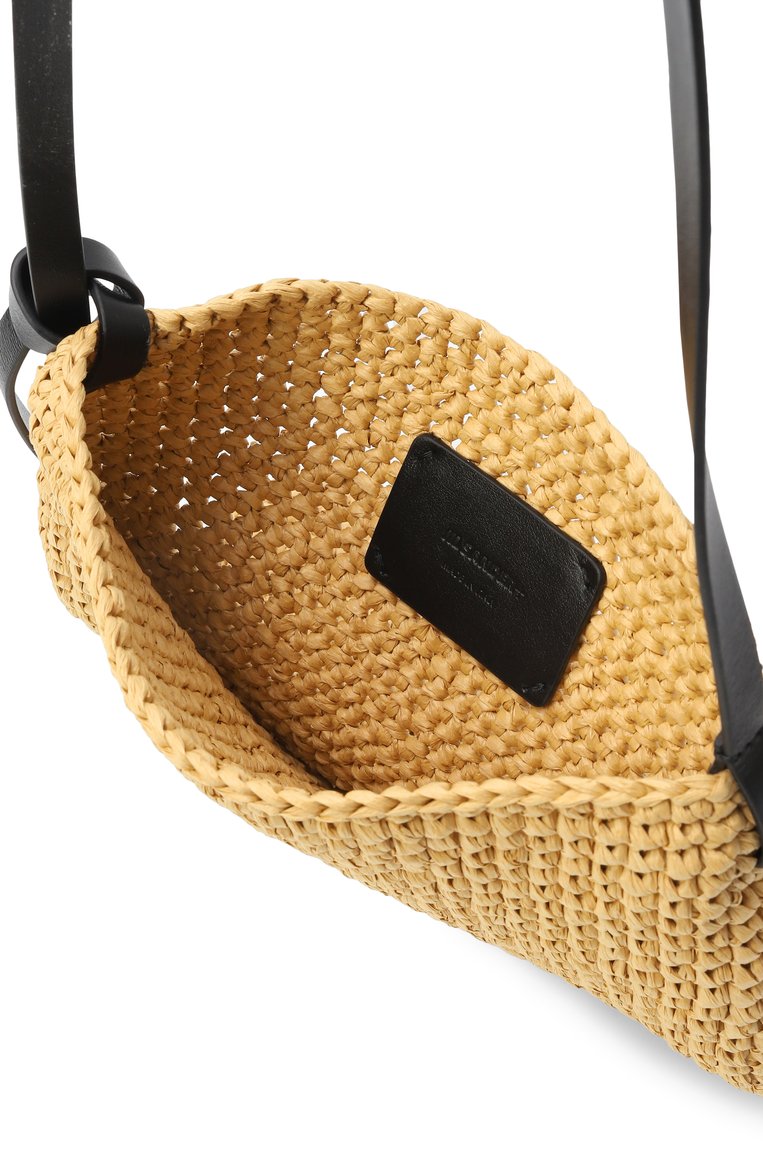 Женская сумка tangle j+ JIL SANDER бежевого цвета, арт. J42WG0033-P7347 | Фото 5 (Ремень/цепочка: На ремешке; Размер: medium; Материал: Рафия; Автоматизация состава: Проставлено; Автоматизация ТО: Проставлено)
